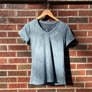 Under Armour Light Blue V Neck Athletic Short Sleeve Top